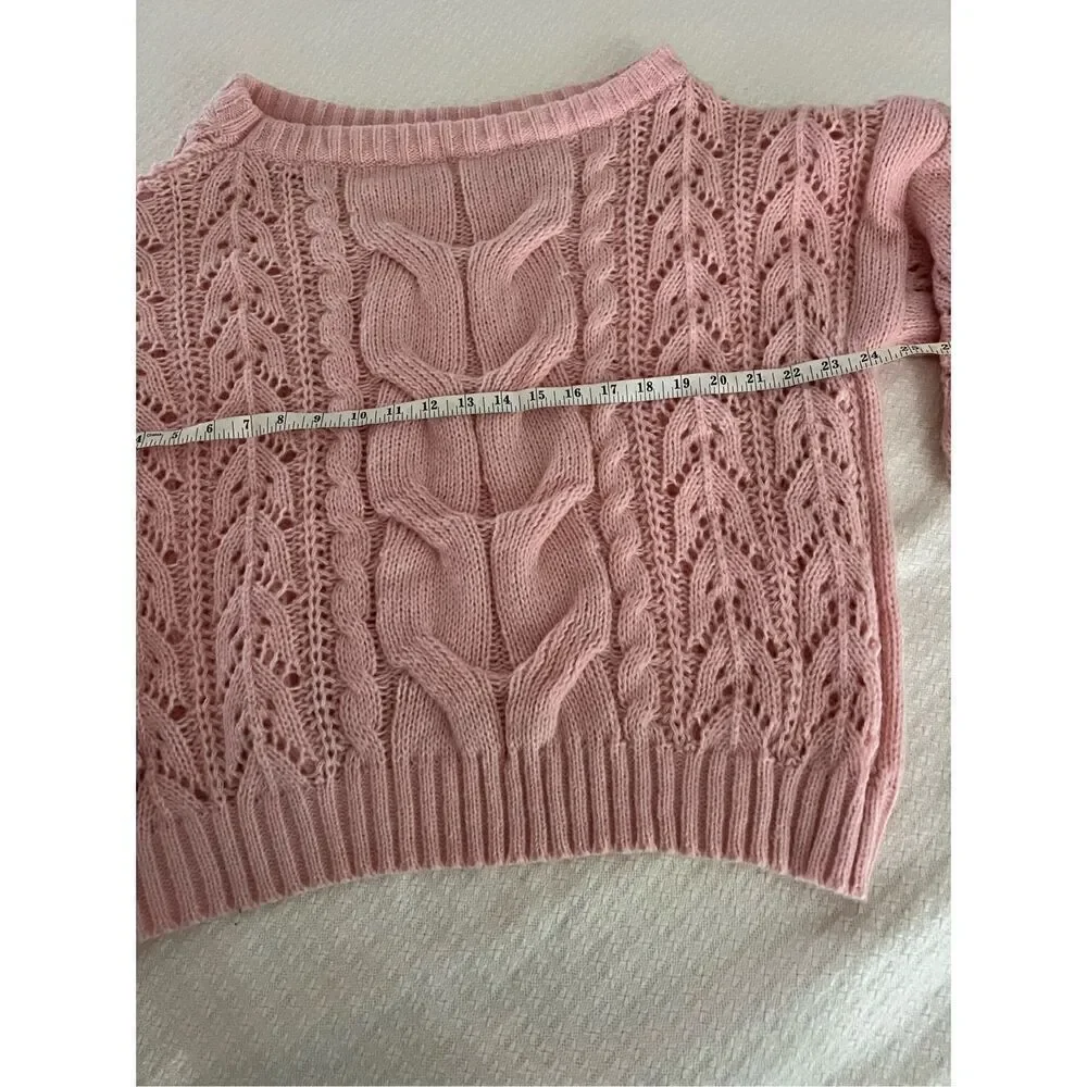 New pink lightweight cross banded sweater oversized crop size xl